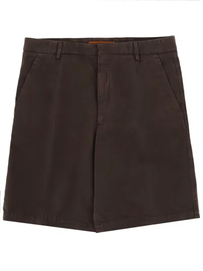 Zegna Straight-leg Linen Shorts In Brown