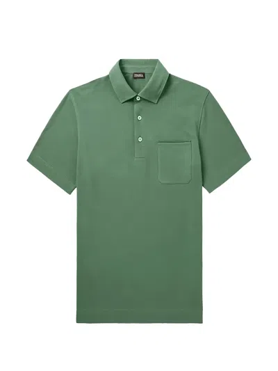 Zegna Short-sleeve Chest-pocket Polo Shirt In Green