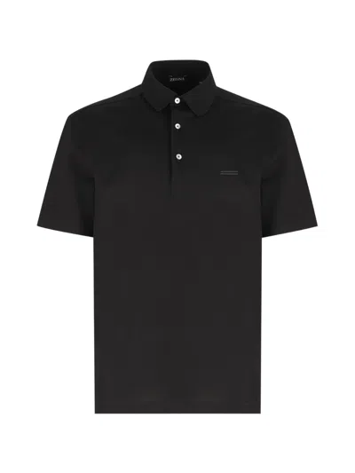 Zegna Short-sleeve Piqué Polo Shirt In Black