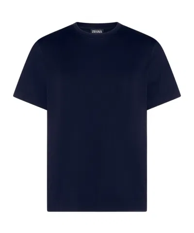 Zegna Short-sleeved Crewneck T-shirt In Blue