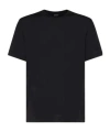 Zegna Navy Blue Piquet Cotton T-shirt In Black