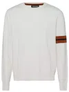 Zegna Stripe-detail Crew-neck Sweater In 白色