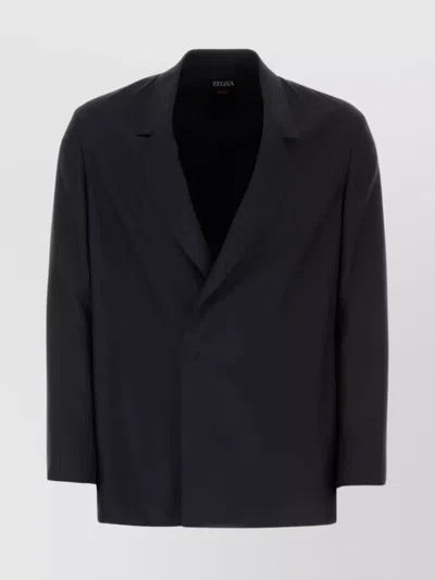 Zegna 大廓型真丝西服夹克 In Black