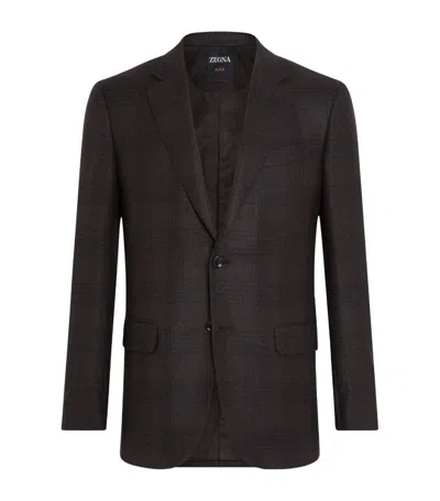 Zegna Silk-cashmere Check Blazer In Multi