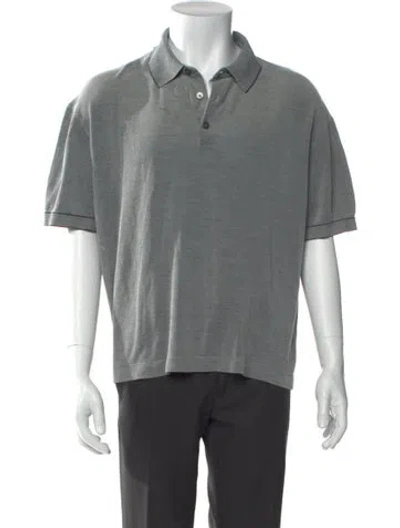 Pre-owned Zegna Silk Crew Neck Polo Shirt In Gray