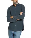 Zegna Silk Long Sleeve Shirt In Dark Teal Blue