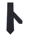 Zegna Silk Patterned Tie In Dark Blue