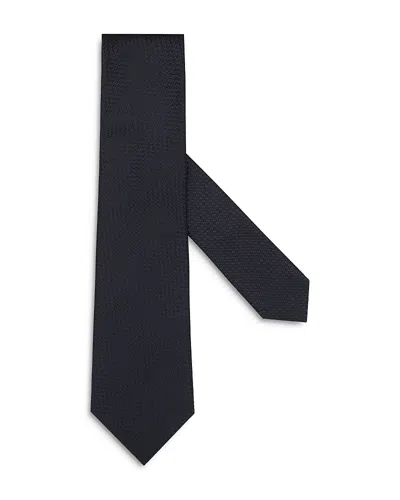 Zegna Silk Patterned Tie In Dark Blue
