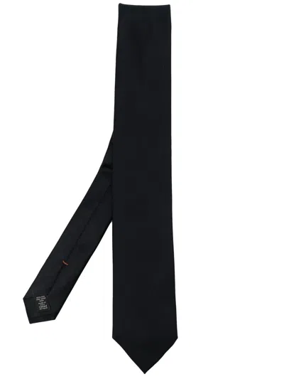 Zegna Silk Pointed-tip Tie In Blau