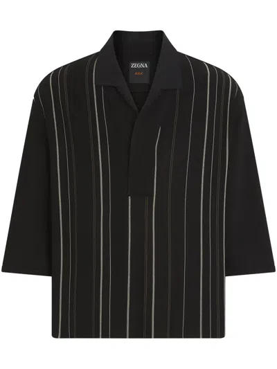 Zegna Silk Polo Shirt In Black
