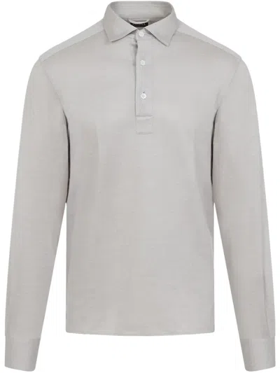 Zegna Silk Polo Shirt In Nude