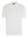 Zegna Cotton Polo Shirt With Intarsia Knitted Stripe In White
