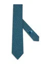 Zegna Abstract Pattern Print Silk Tie In Dark Green