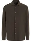 Zegna Chemise En Soie In Dark Brown