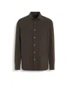 Zegna Chemise En Soie In Dark Brown