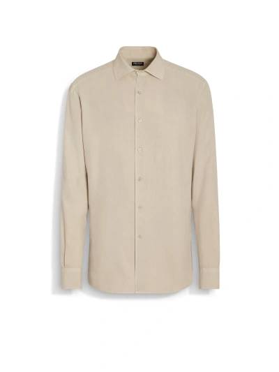 Zegna Cotton And Cashmere Shirt In Light Beige