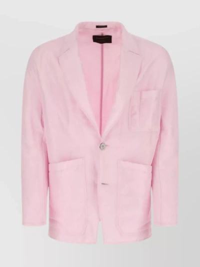 Zegna Silk Single-breasted Blazer With Notch Lapels In Pastel
