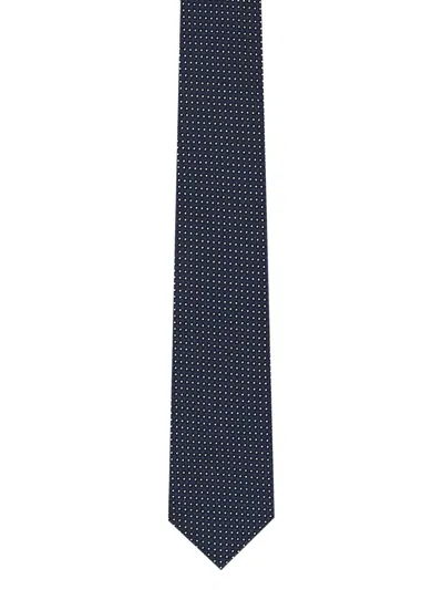 Zegna Patterned-jacquard Silk Tie In Blue