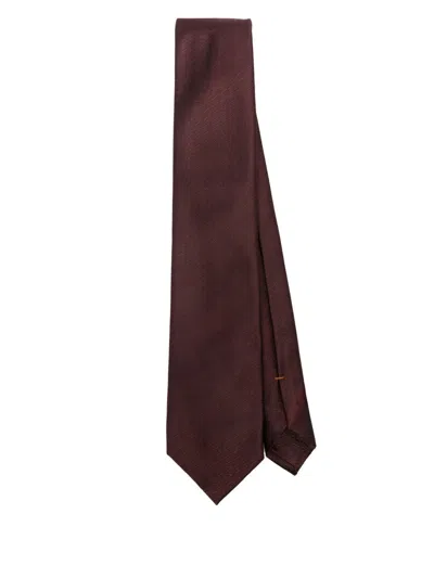 Zegna Silk Tie In Brown