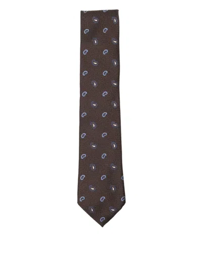 Zegna Silk Tie In Brown