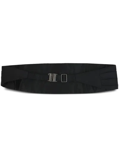 Zegna Silver Hardware Silk Belt In Black