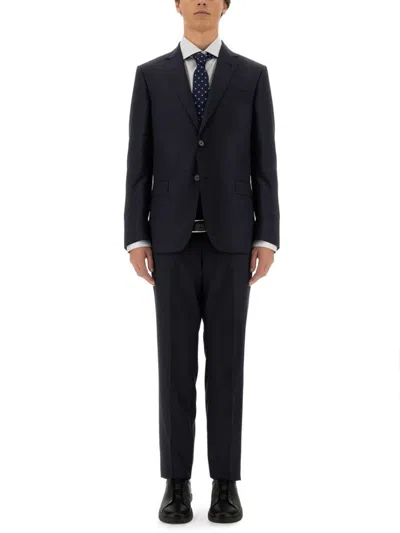 Zegna Single-breasted Black Wool Suit With Notch Lapel