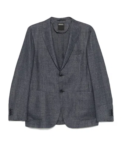 Zegna Single-breasted Blazer In 蓝色