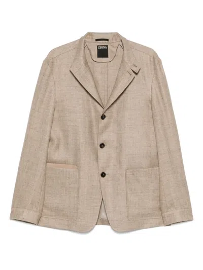 Zegna Single-breasted Blazer In Neutral