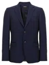 Zegna Tailored Single-breasted Blazer In Wool And Mohair Blend In Blue