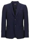 Zegna Tailored Single-breasted Blazer In Wool And Mohair Blend In Blue