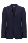 Zegna Tailored Single-breasted Blazer In Wool And Mohair Blend In Blue