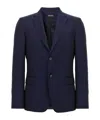 Zegna Tailored Single-breasted Blazer In Wool And Mohair Blend In Blue