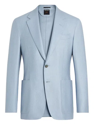 Zegna Single-breasted Blazer In Blue