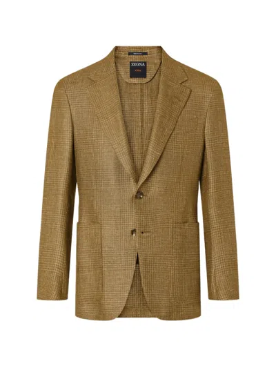 Zegna Single-breasted Blazer In Brown