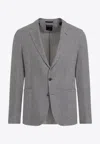 Zegna Linen And Silk Mulberry Blend Blazer Jacket In Gray