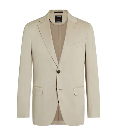 Zegna Single-breasted Blazer In Green