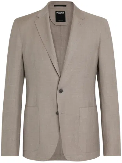 Zegna Single-breasted Blazer In Neutrals
