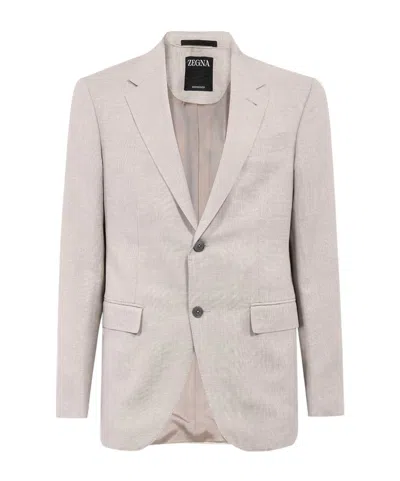Zegna Single-breasted Blazer In White