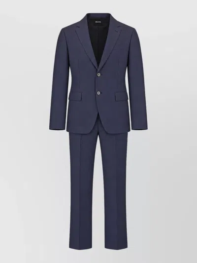 Zegna Single Breasted Coat In Blue