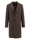 Zegna Long Single-breasted Wool Coat With Flap Pockets In Brown