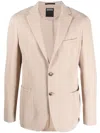 Zegna Single-breasted Cotton Jacket In Neutrals