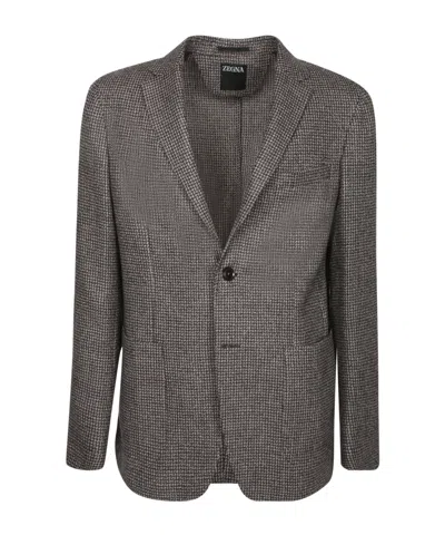 Zegna Single Breasted Jacket In Gray