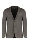 Zegna Single-breasted Jacket In Wool Blend In Brown