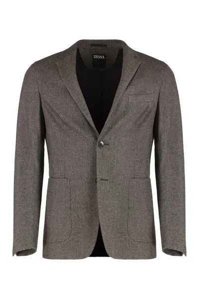 ZEGNA ZEGNA SINGLE-BREASTED JACKET IN WOOL BLEND