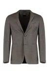 Zegna Single-breasted Jacket In Wool Blend In Gray