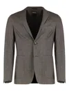 Zegna Single-breasted Jacket In Wool Blend In Multi