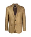 Shop Zegna Single-breasted Linen Blazer In Brown