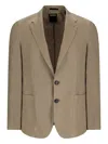 Zegna Single-breasted Linen Jacket In Brown