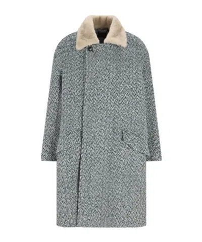 Zegna Single-breasted Long Coat In Gray