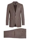 Zegna Single-breasted Mélange Suit In Brown
